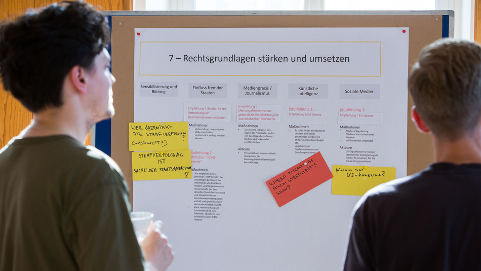 Bürger:innen vor einer Metaplanwand